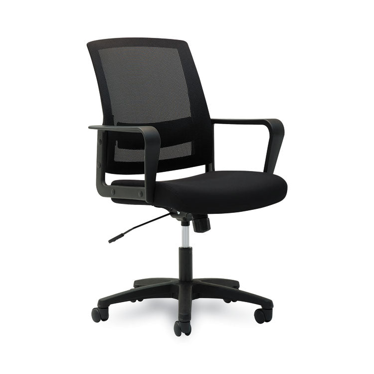 Mesh Mid-Back Chair, Supports Up To 225 Lb, 17" To 21.5" Seat Height, Black