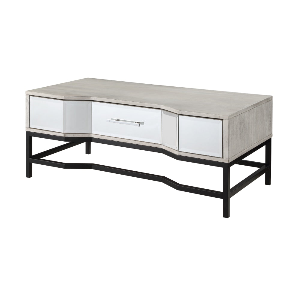 Coast to Coast Glam Cocktail/Coffee Table, 19inH x 48inW x 24inD, Gabby White/Black
