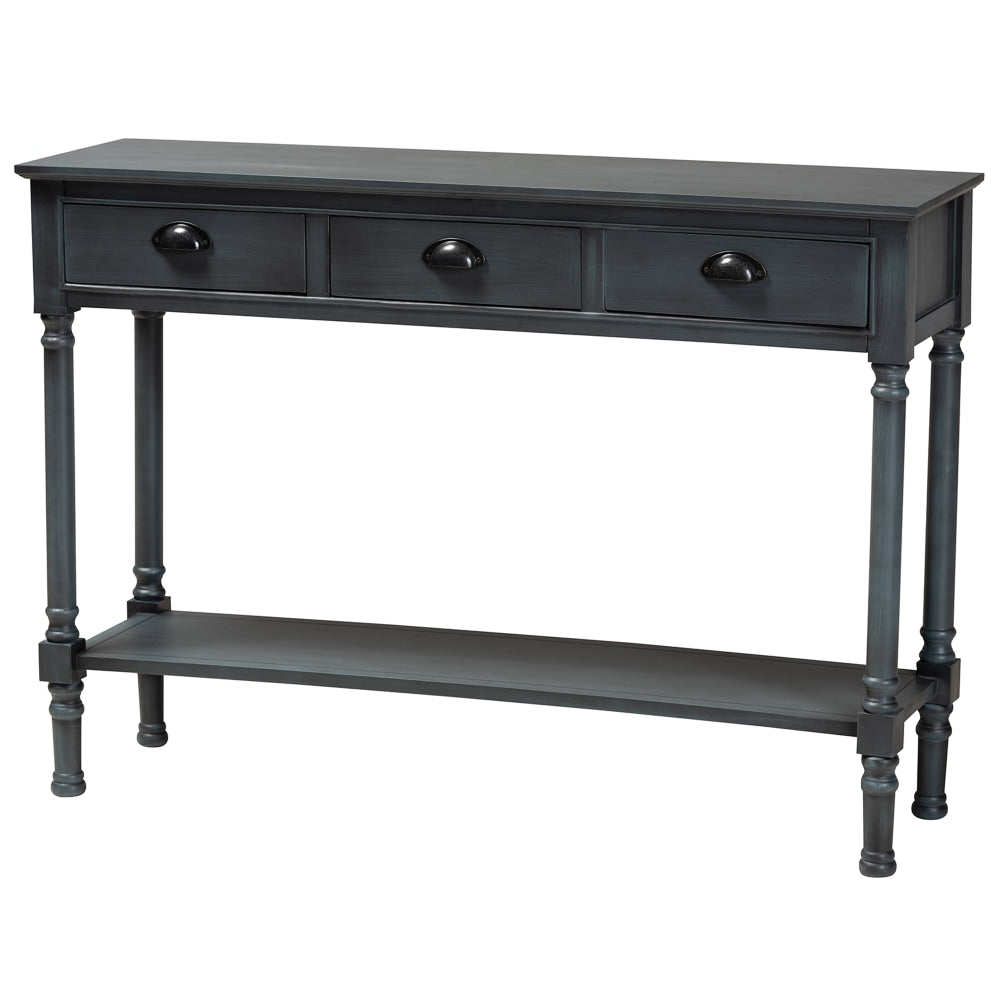 Baxton Studio French Provincial 3-Drawer Entryway Console Table, 31-15/16inH x 45-5/16inW x 13inD, Gray