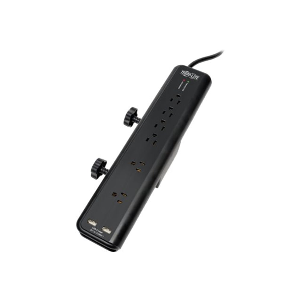 Tripp Lite Surge Protector Power Strip Desk Mount 120V USB 6 Outlet 6ft Cord - Surge protector - 15 A - AC 120 V - output connectors: 6 - black