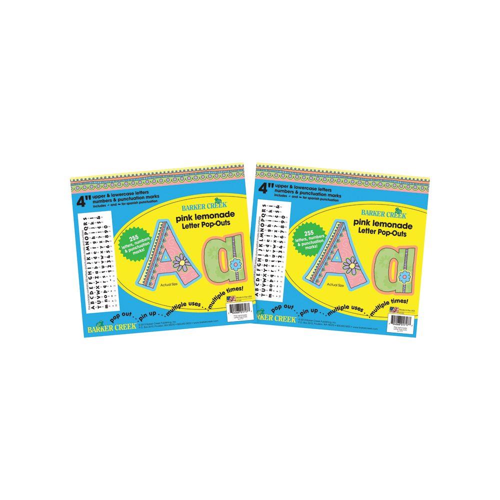 Barker Creek Letter Pop-Outs, 4in, Pink Lemonade, Pack Of 510