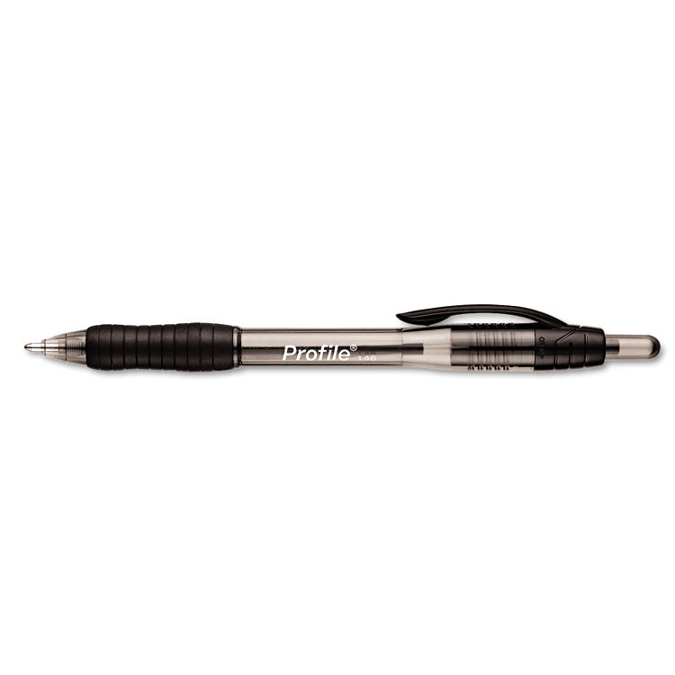 PROFILE BALLPOINT PEN, RETRACTABLE, BOLD 1.4 MM, BLACK INK, SMOKE BARREL, 4/PACK