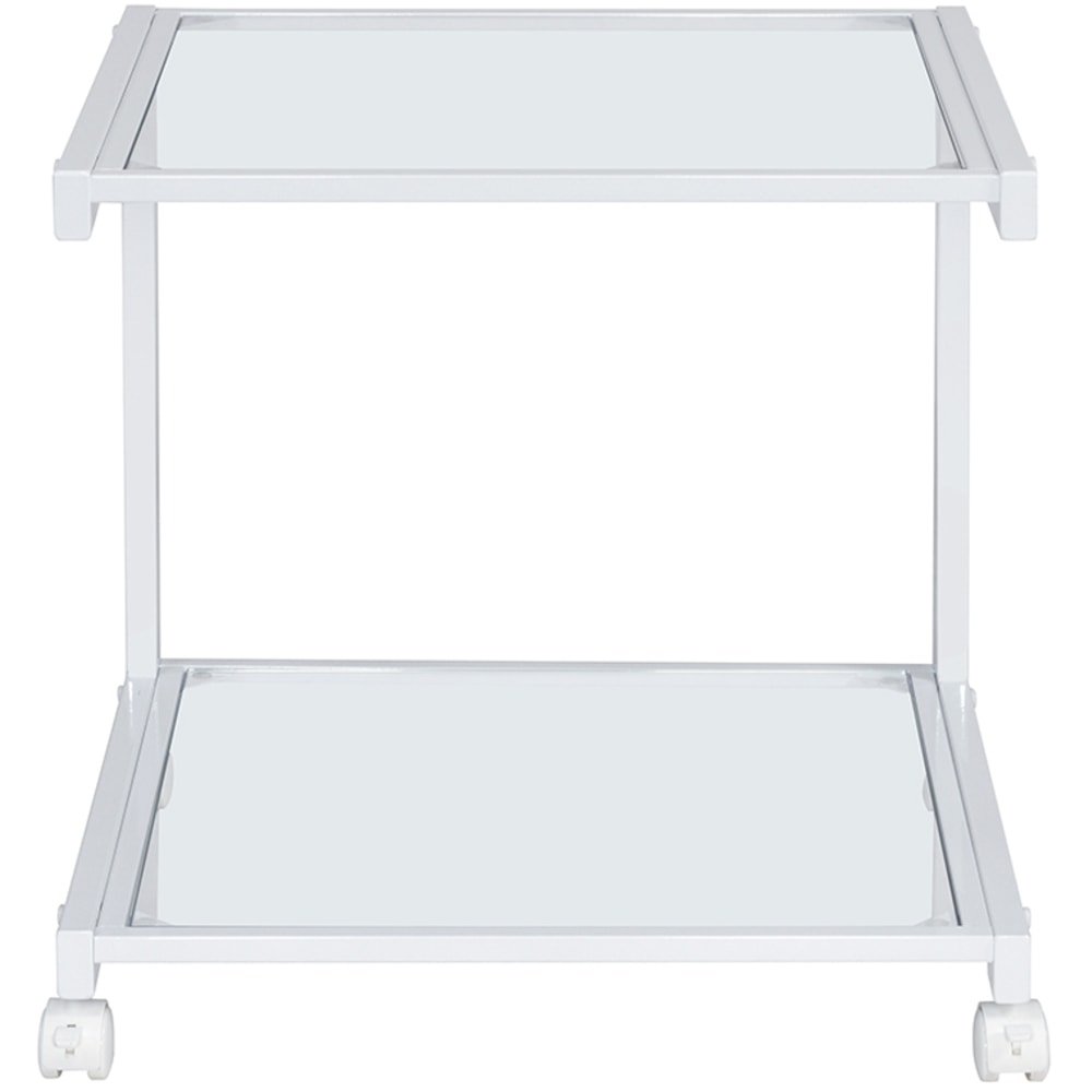 Eurostyle Caesar Glass Printer Cart, 21-1/8inH x 21-1/8inW x 19-3/8inD, White