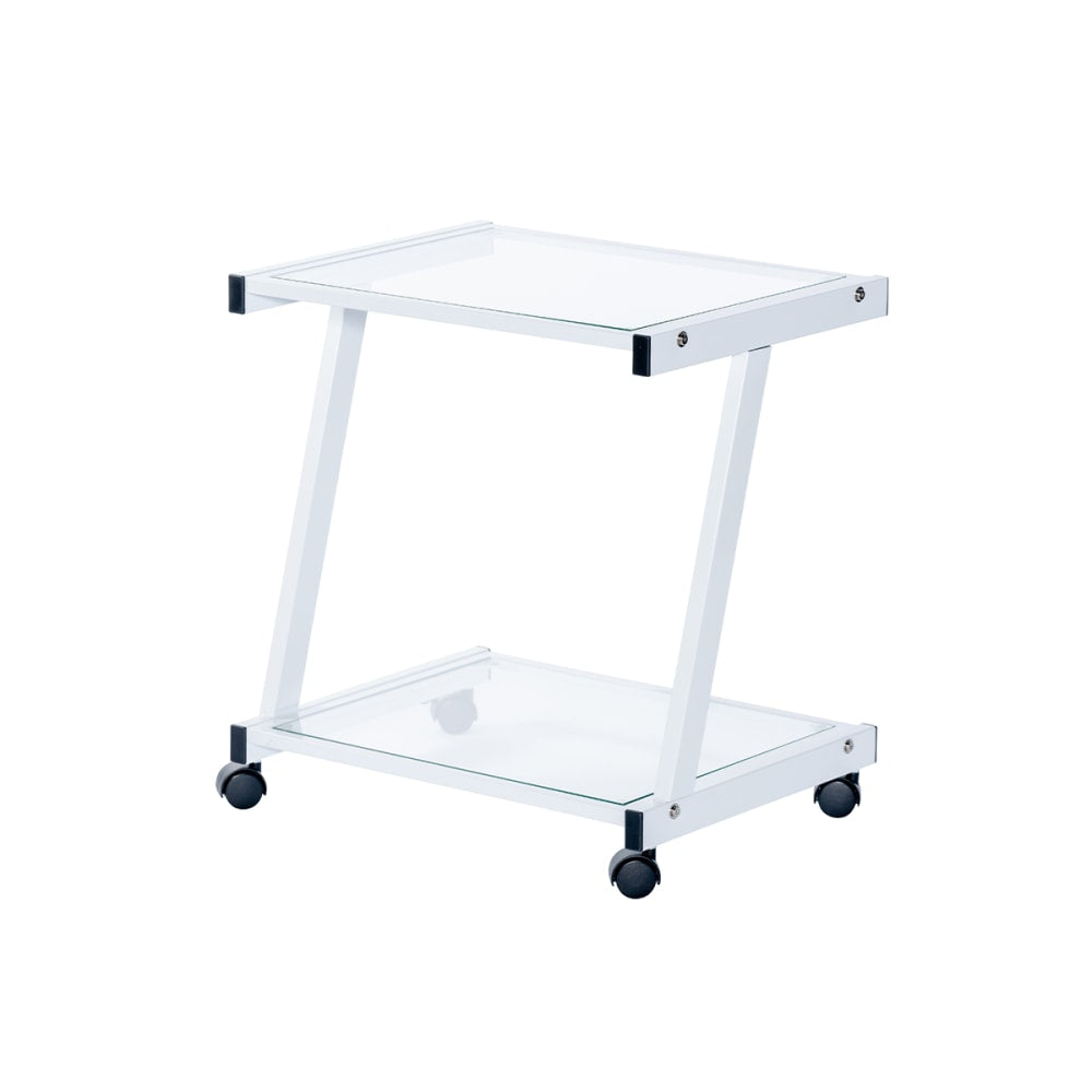 Eurostyle L-Series Glass Printer Cart, 22inH x 21inW x 16inD, White