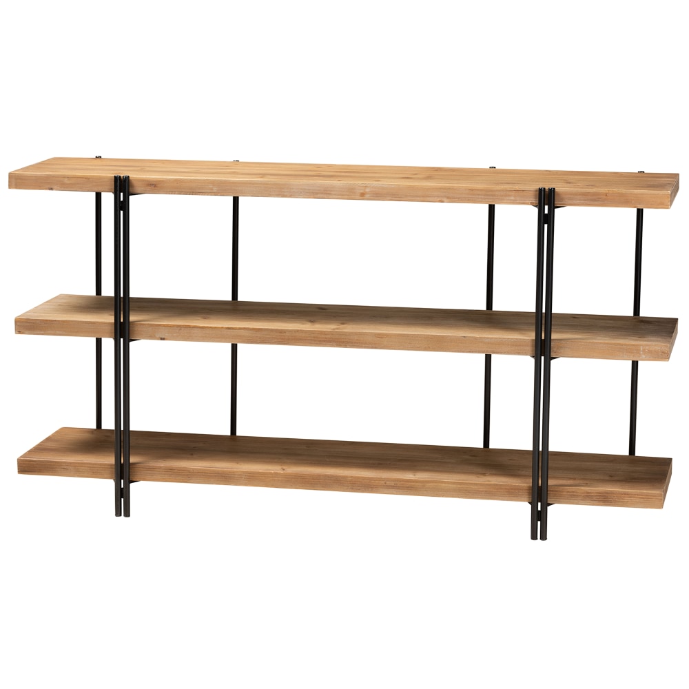 Baxton Studio Modern Rustic And Industrial 3-Shelf Console Table, 31-1/2inH x 60inW x 13-13/16inD, Natural Brown/Black