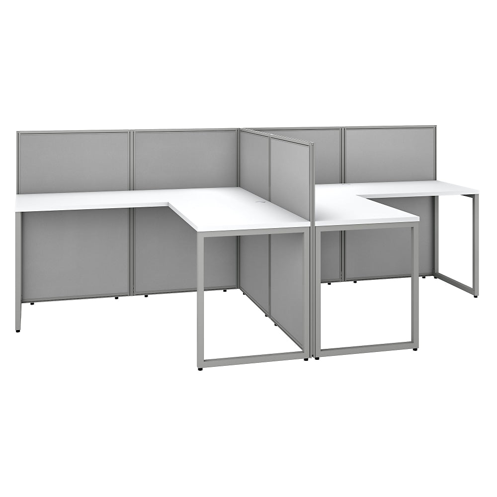 Bush Business Furniture Easy Office 60inW 2-Person L-Shaped Cubicle Desk Workstation With 45inH Panels, Pure White/Silver Gray, Standard Delivery