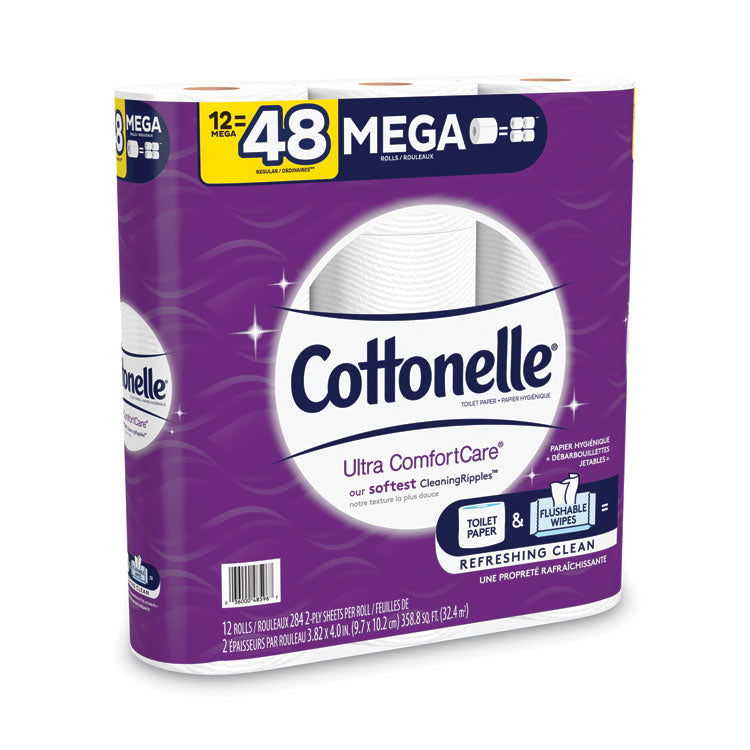 Ultra ComfortCare Toilet Paper, Soft Tissue, Mega Rolls, Septic Safe, 2 Ply, White, 284 Sheets/Roll, 12 Rolls/Pack