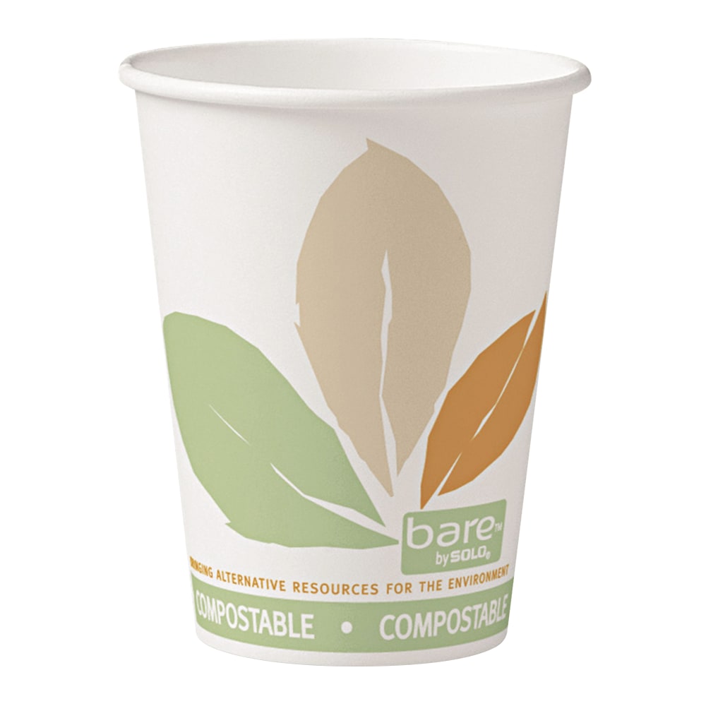 Dart Bare Eco-Forward PLA Paper Hot Cups, 12 Oz, Leaf, 50 Cups Per Bag, Carton Of 20 Bags