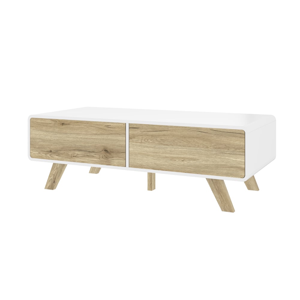 Bestar Alhena Coffee Table, 15-5/8inH x 47-1/4inW x 21-3/4inD, UV White/Sandy Brown Oak