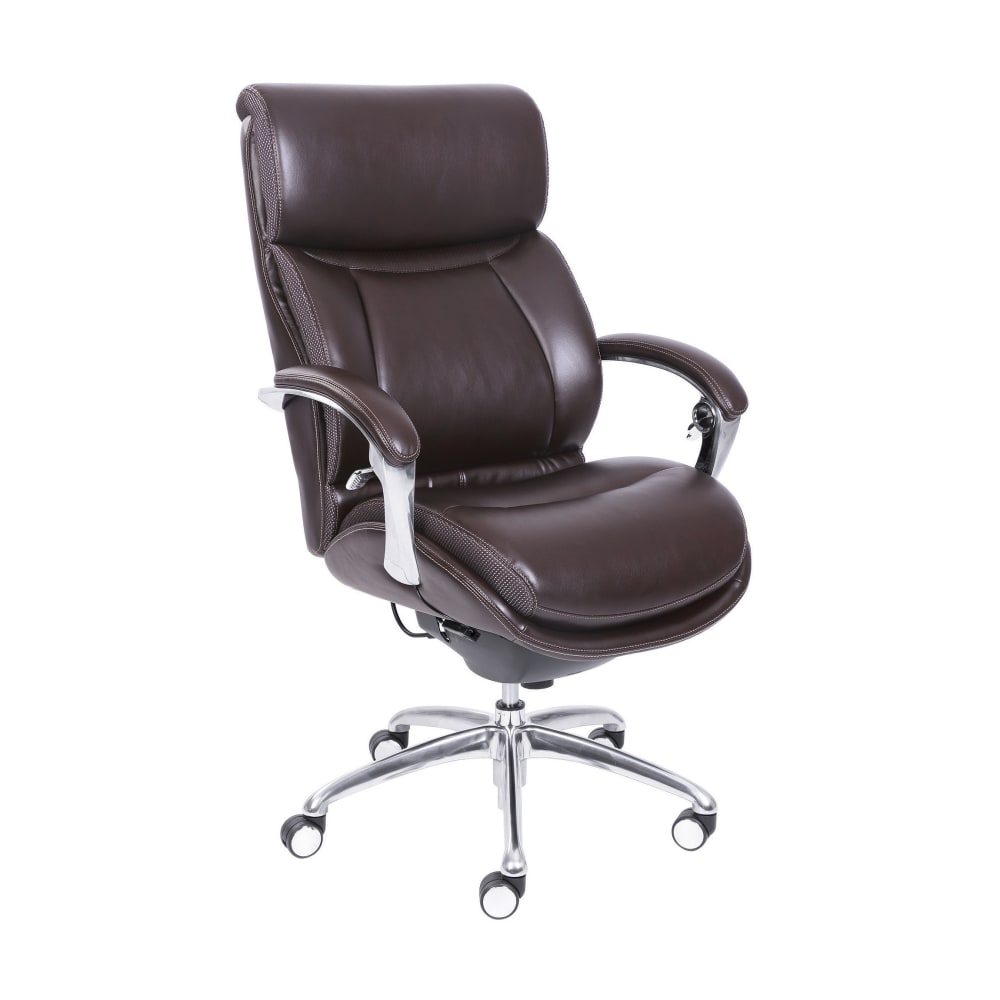 Serta iComfort i5000 Bonded Leather High-Back Executive Chair, Chocolate/Silver