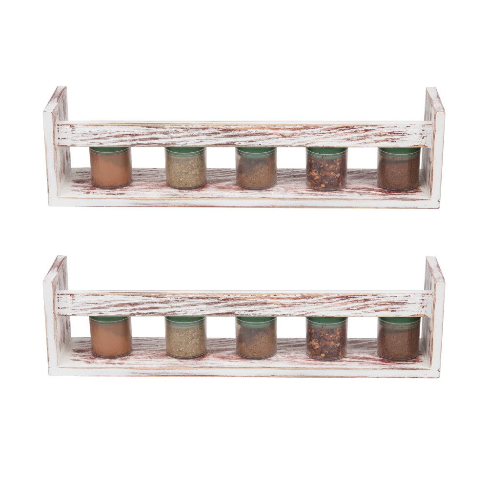 Mind Reader Floating Spice Shelves, 4-1/16inH x 3-3/8inW x 15-9/16inD, Brown, Set Of 2 Shelves