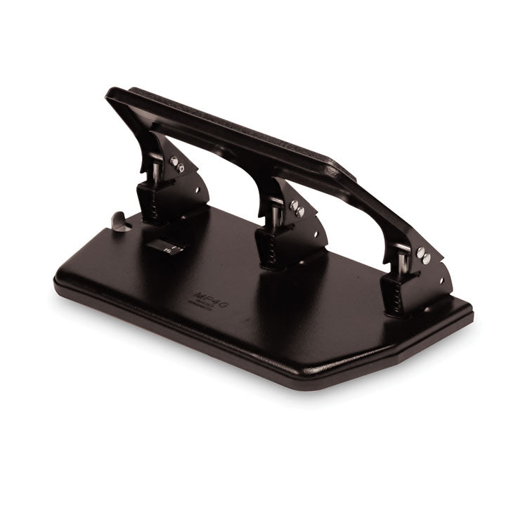 30-Sheet Heavy-Duty Three-Hole Punch With Gel Padded Handle, 9/32" Holes, Black