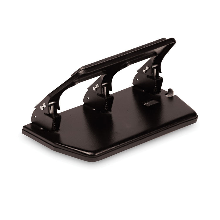 30-Sheet Heavy-Duty Three-Hole Punch With Gel Padded Handle, 9/32" Holes, Black