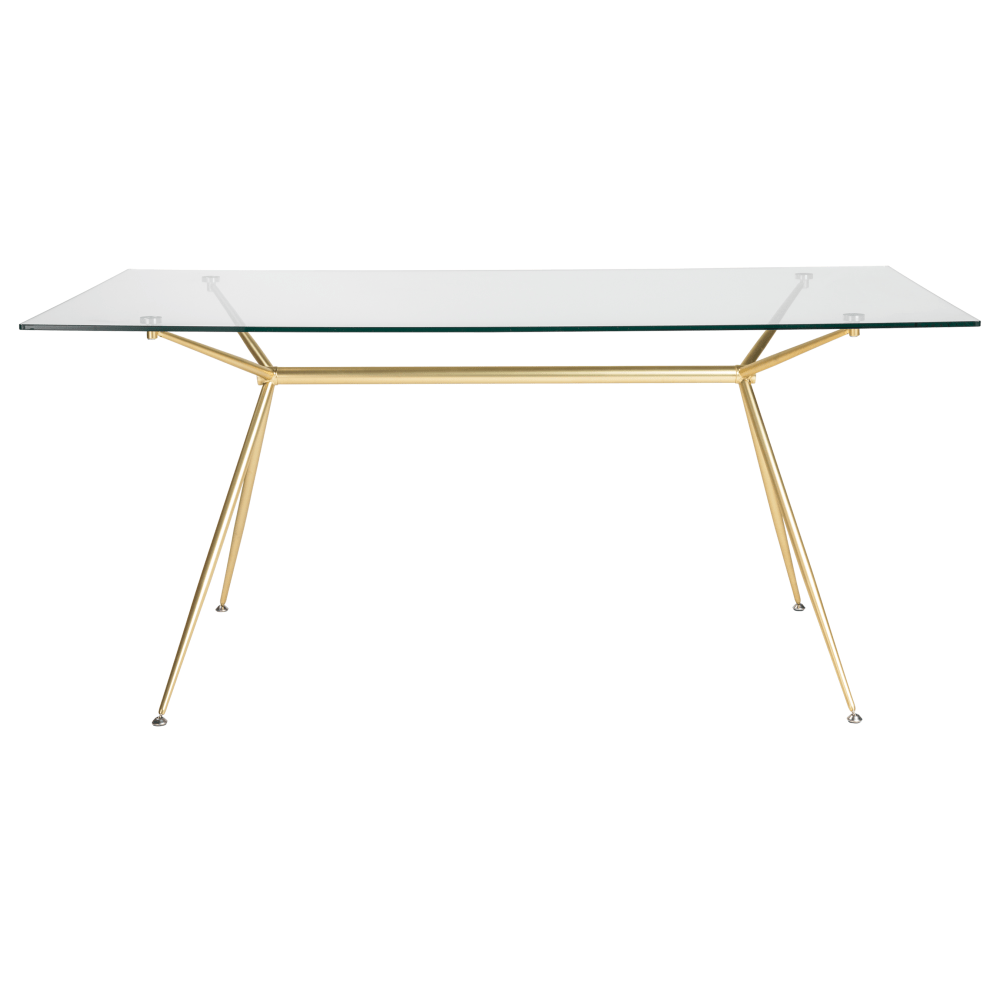 Eurostyle Atos Dining Table, 29-3/4inH x 66inW x 36inD, Matte Brushed Gold/Clear