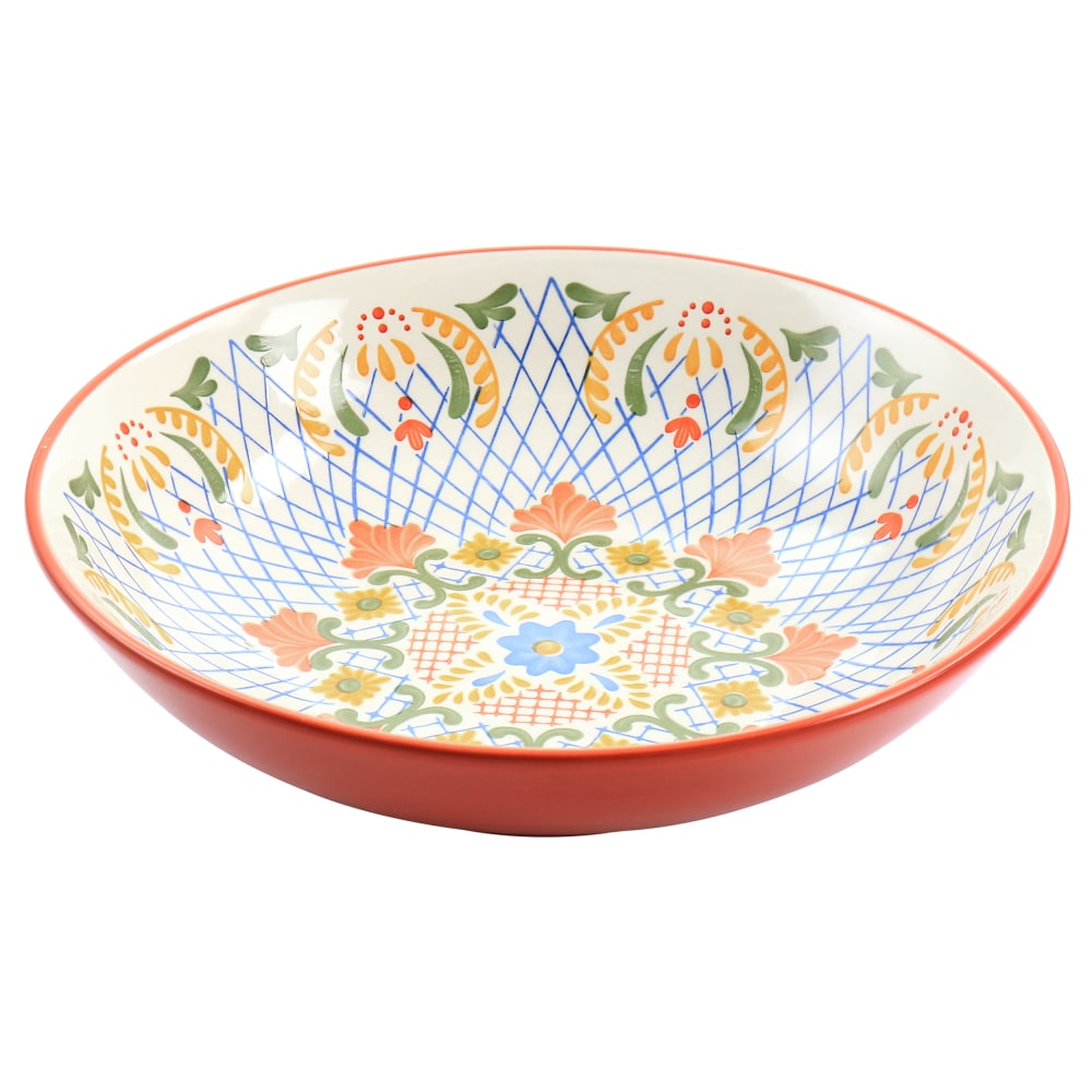 Gibson Laurie Gates California Designs Tierra Pasta Bowl, 2-1/2inH x 10-1/2inW, Red
