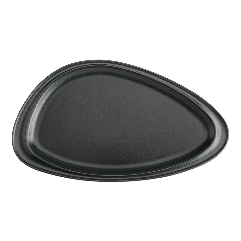 Foundry Geo Ceramic Platters, 12 1/16in x 6 7/8in, Matte Black, Pack Of 12 Platters