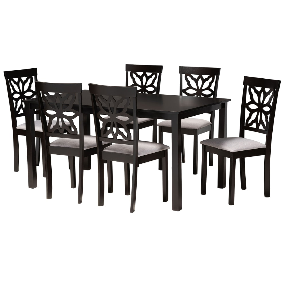 Baxton Studio Dallas Dining Set, 29-3/16inH x 59-1/16inW x 35-7/16inD, Gray/Dark Brown