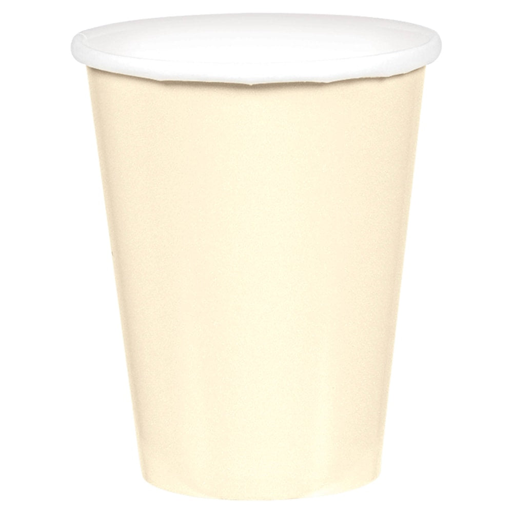 Amscan 68015 Solid Paper Cups, 9 Oz, Vanilla Creme, 20 Cups Per Pack, Case Of 6 Packs