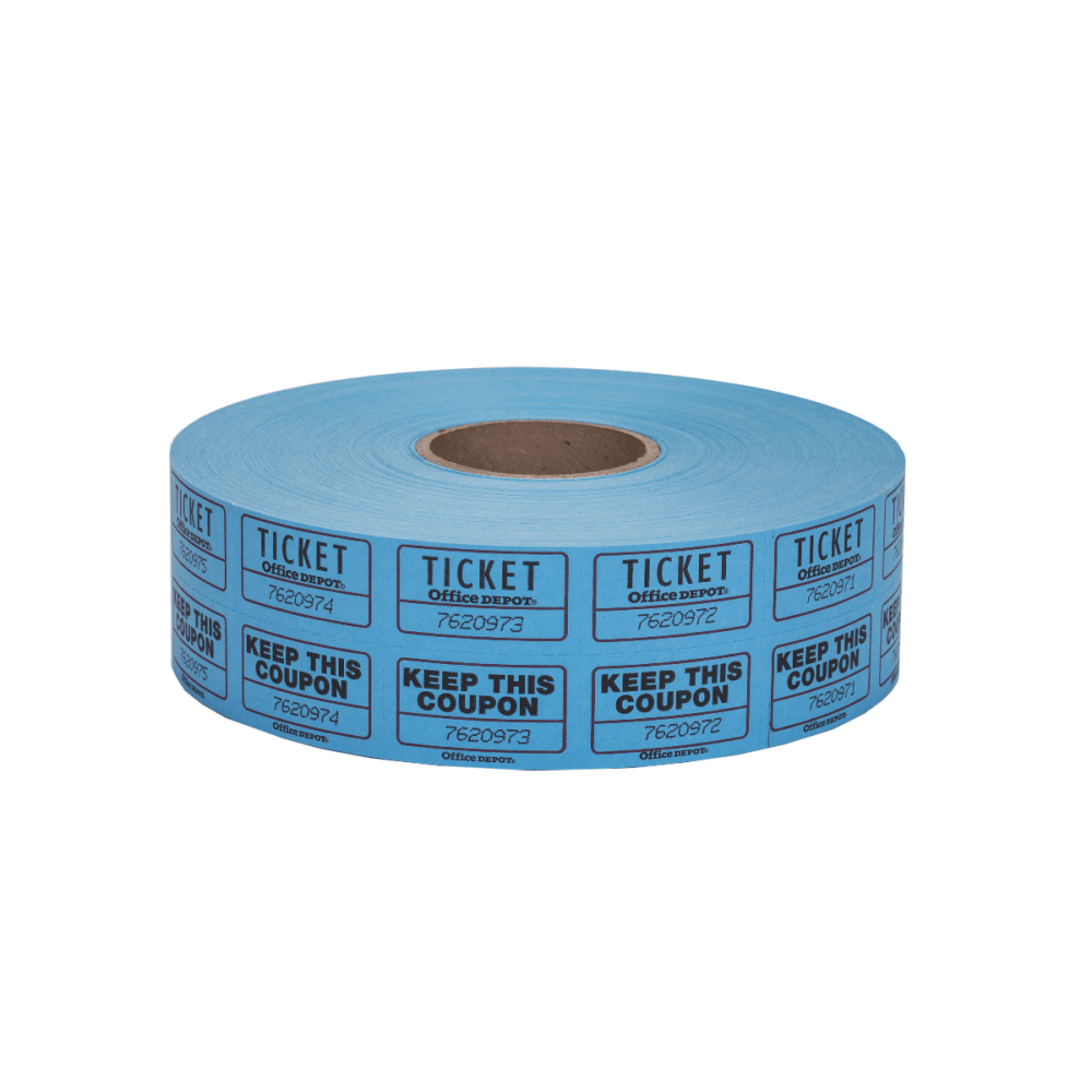 Office Depot Brand Ticket Roll, Double Coupon, Roll Of 2,000 Tickets, Assorted (No Color Choice)
