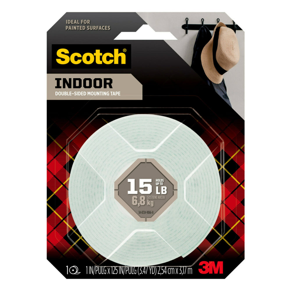 Scotch Permanent Heavy-Duty Mounting Tape, 1in x 125in