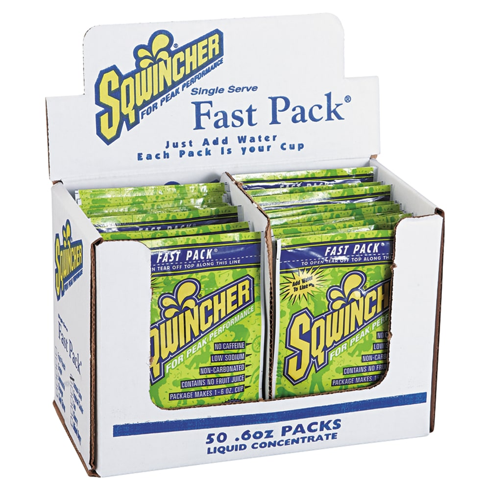 Sqwincher Fast Pack Electrolyte Replenishment Concentrate, Lemon Lime, 0.6 Oz, Case of 200