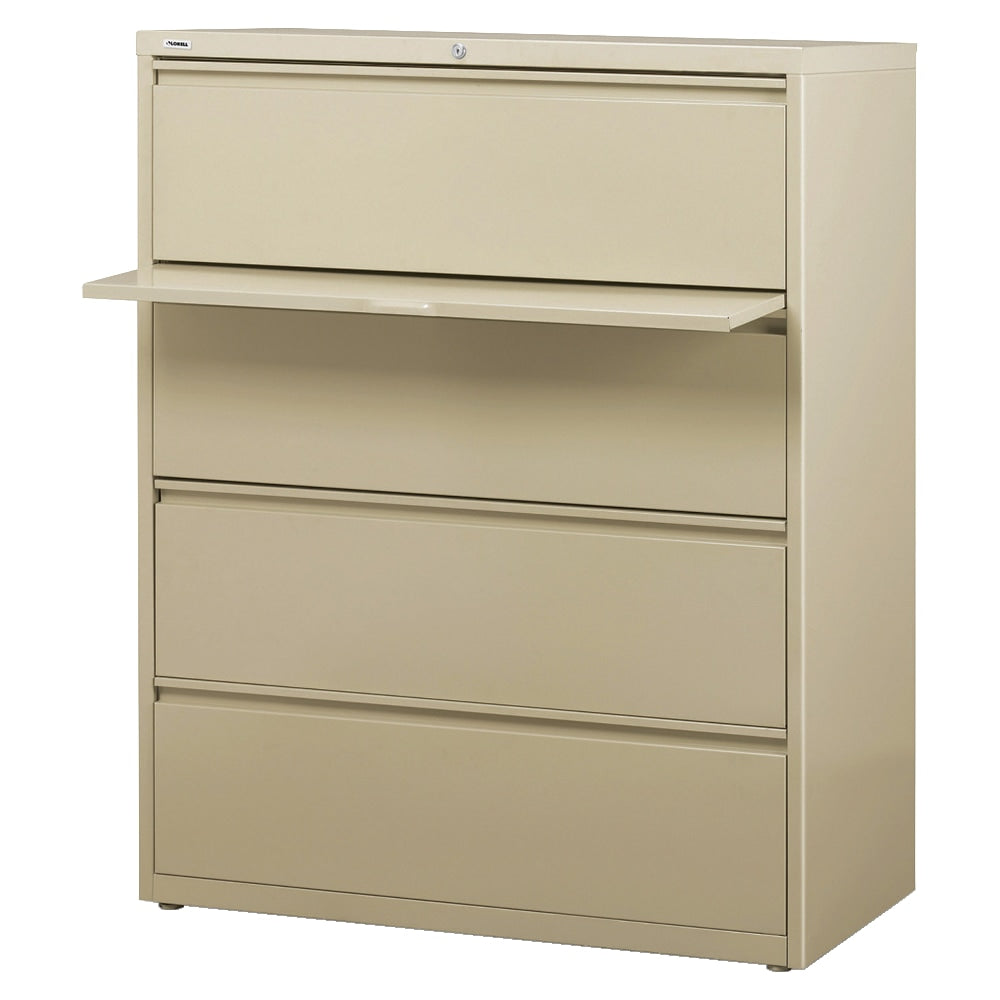 Lorell Fortress 42inW x 18-5/8inD Lateral 4-Drawer File Cabinet, Putty