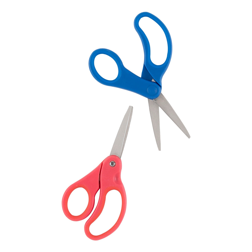 Office Depot Brand Kids Scissors, 5in Handles, Pointed Tip, Assorted Colors, Pack Of 2 Scissors