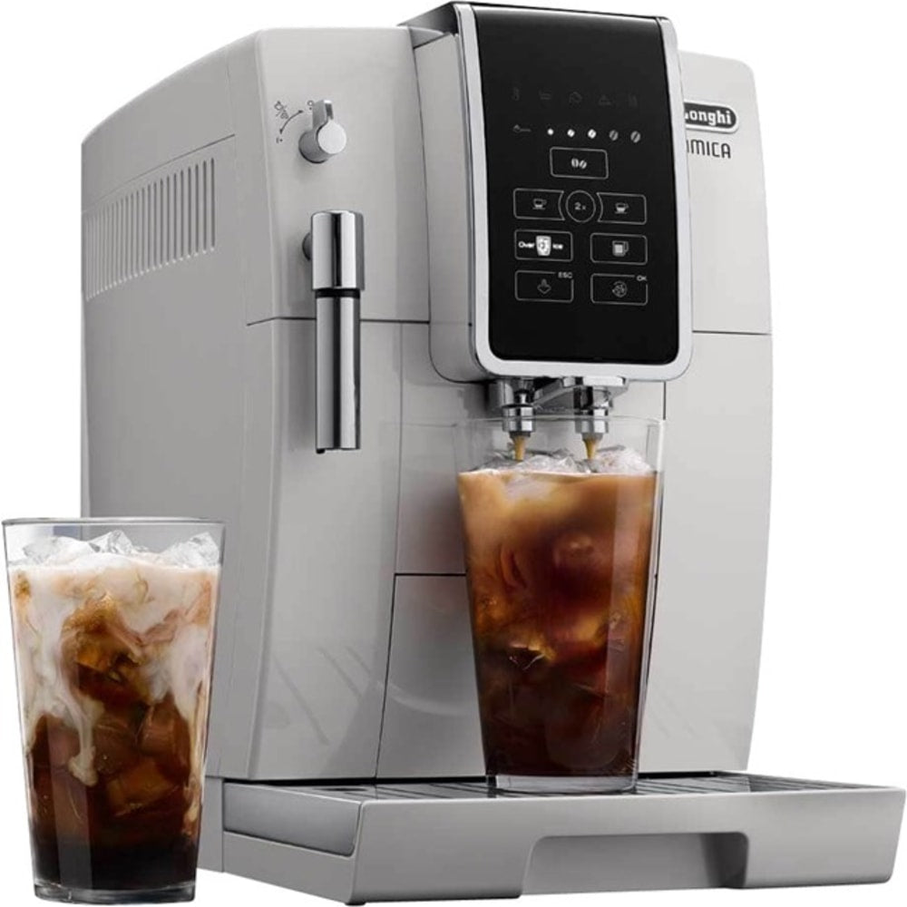 DeLonghi Dinamica ECAM35020W Espresso Machine - Programmable15 bar - Water Filter - 1.90 quart - Grinder - Coffee Strength Setting - Frother - White