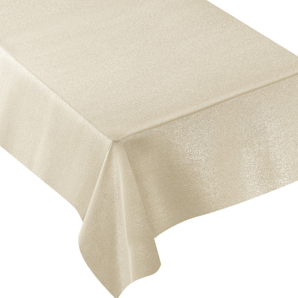 Amscan Metallic Fabric Table Cover, 60in x 104in, Vanilla Creme