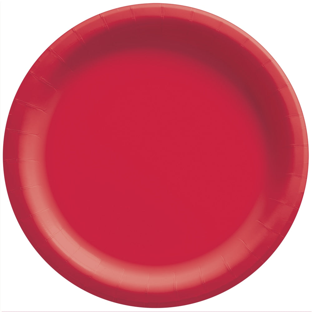 Amscan Round Paper Plates, 8-1/2in, Apple Red, Pack Of 150 Plates