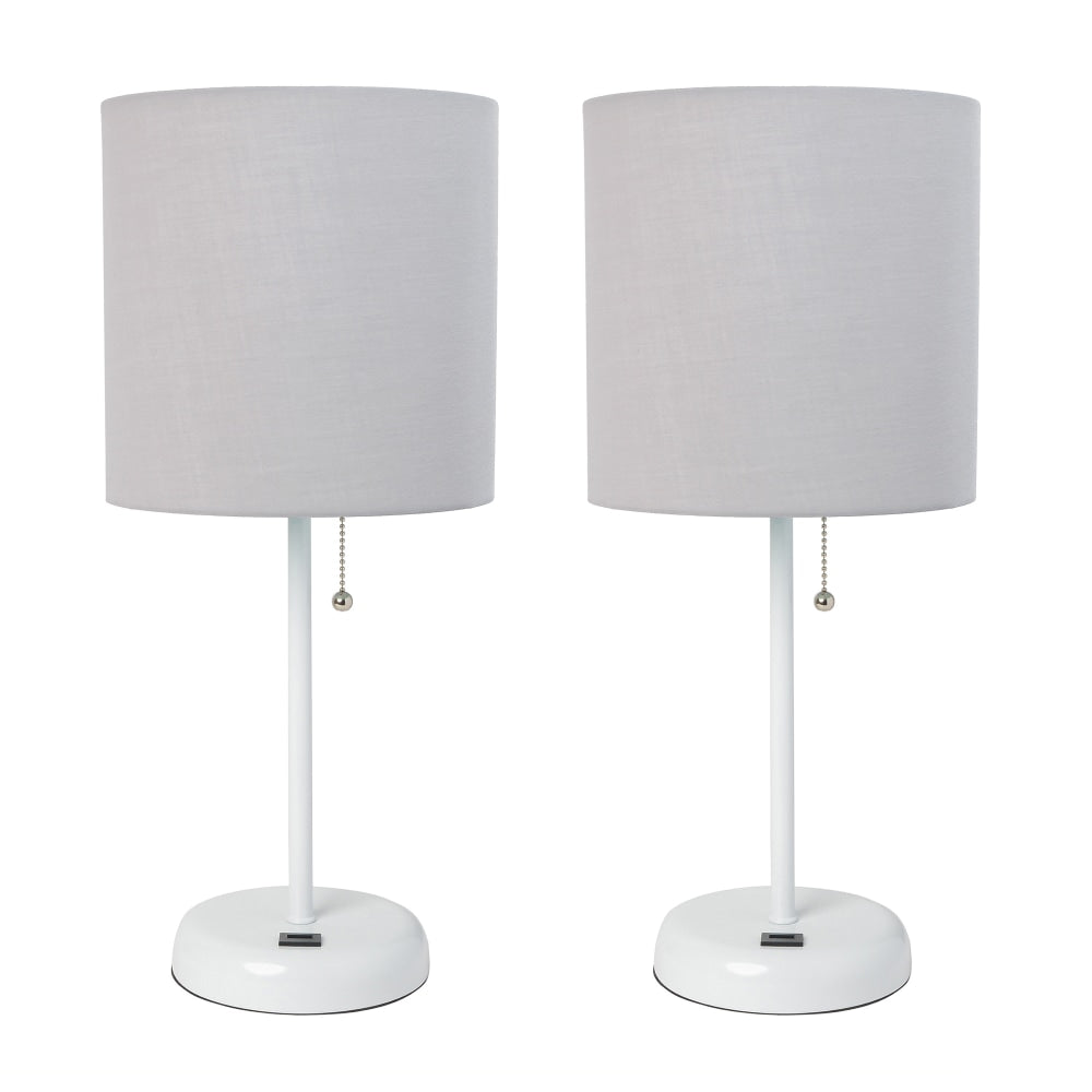 LimeLights Stick Lamps, 19-1/2inH, Gray Shade/White Base, Set Of 2 Lamps