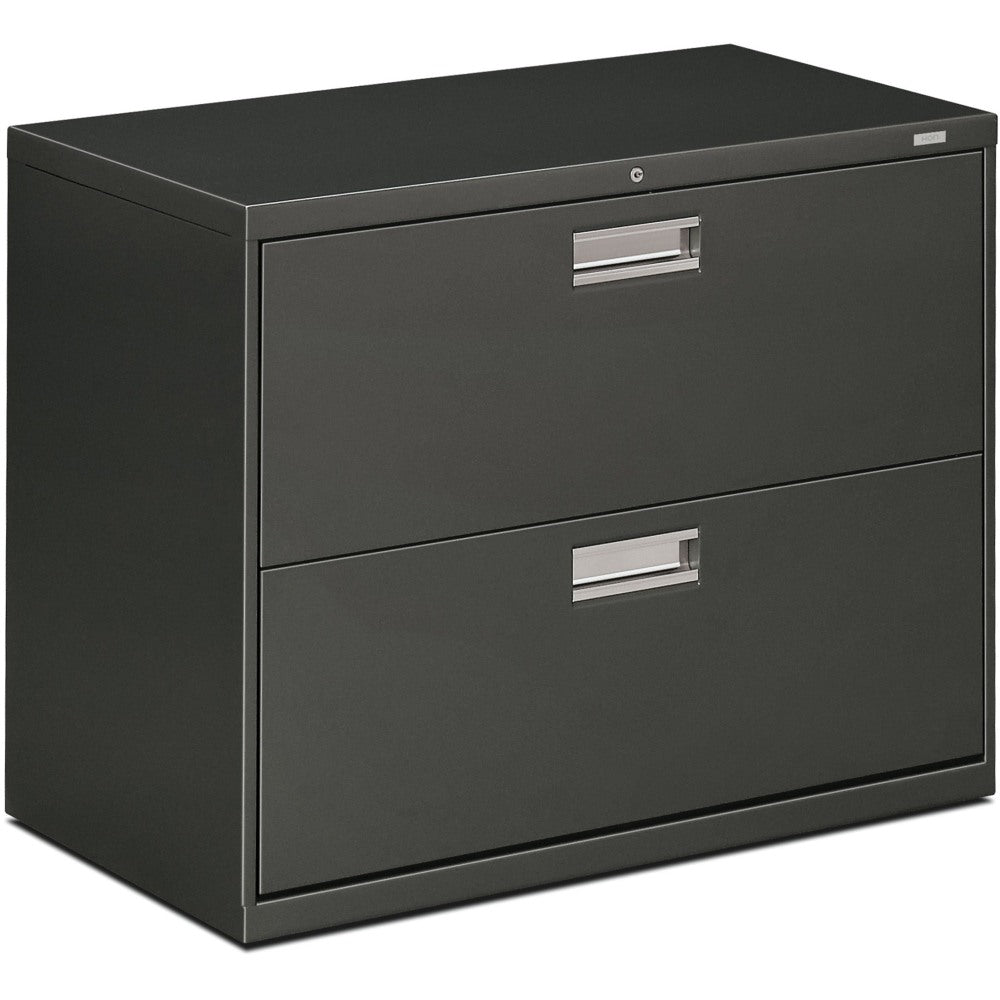 HON 600 36inW x 19-1/4inD Lateral 2-Drawer File Cabinet With Lock, Charcoal