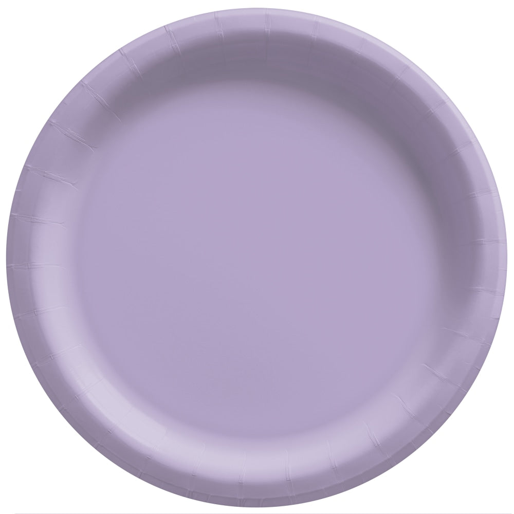 Amscan Round Paper Plates, Lavender, 10in, 50 Plates Per Pack, Case Of 2 Packs