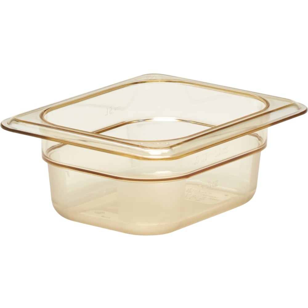 Cambro H-Pan High-Heat GN 1/8 Food Pans, 2-1/2inH x 5-1/8inW x 6-5/16inD, Amber, Pack Of 6 Pans