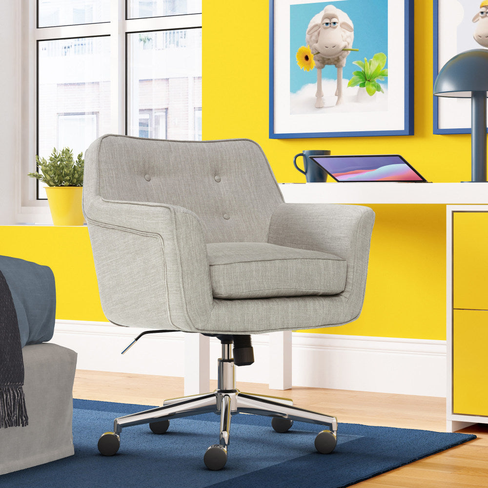 Serta Ashland Mid-Back Office Chair, Light Gray/Chrome