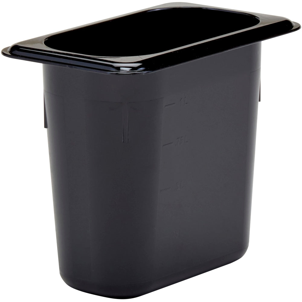 Cambro H-Pan High-Heat GN 1/9 Food Pans, 6inH x 4-1/4inW x 6-15/16inD, Black, Pack Of 6 Pans