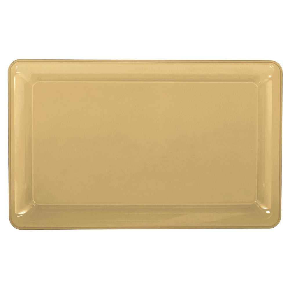 Amscan Plastic Rectangular Trays, 9-1/4in x 14-1/4in, Gold, Pack Of 6 Trays