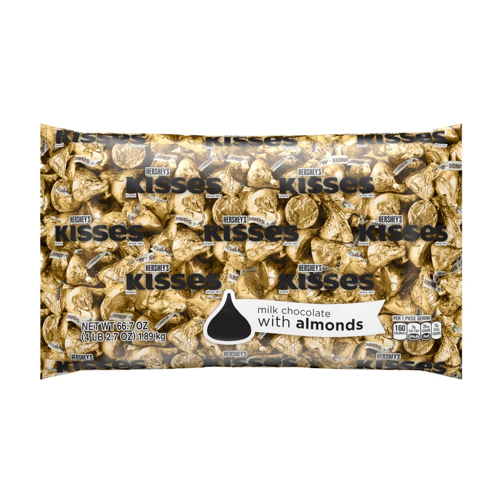 Hersheys Kisses Milk Chocolate With Almonds, 66.7 Oz Bag