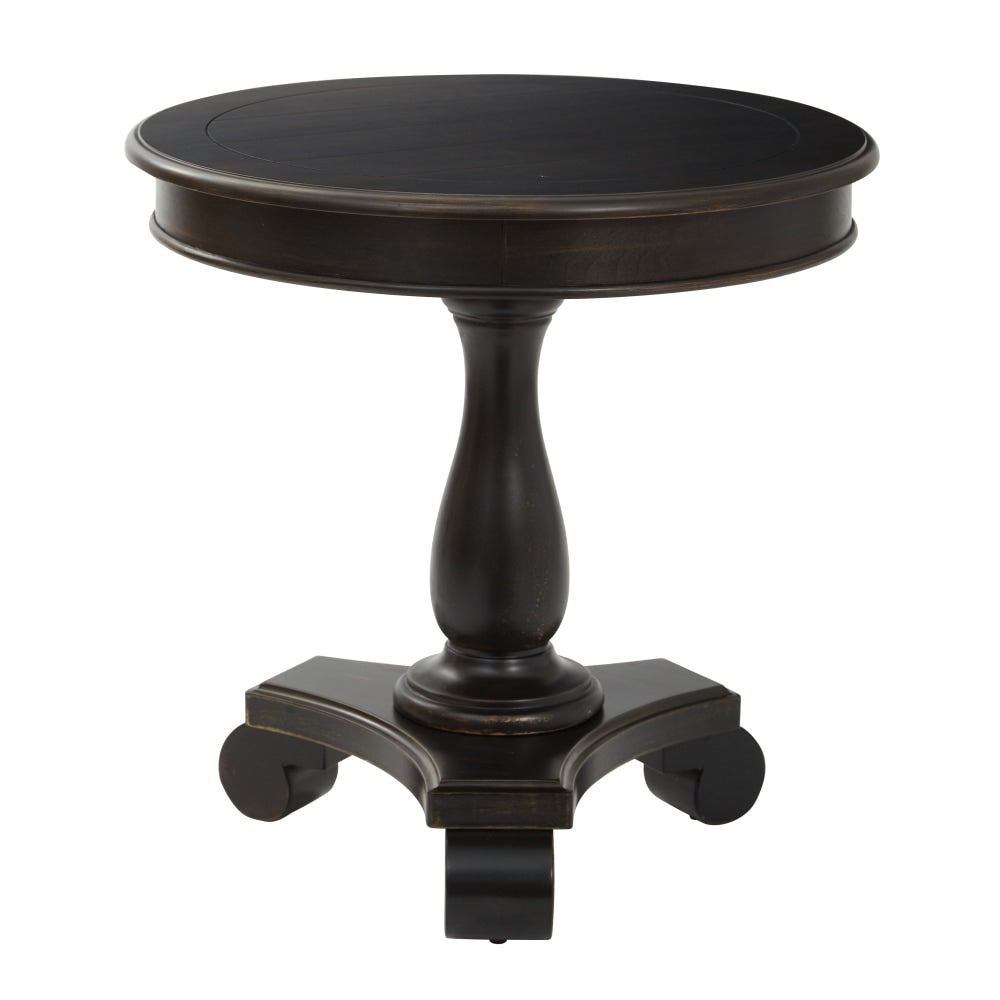 Office Star 425 Series Avalon Round Accent Table, 26-1/2inH x 26inW x 26inD, Antique Black