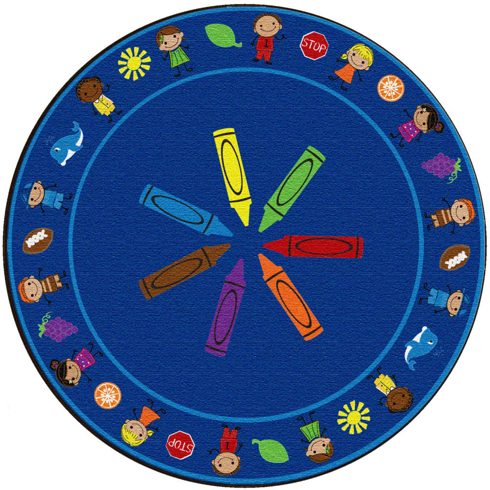 Flagship Carpets Cushy Tushy Colors Carpet, Round, 6ft, Multicolor