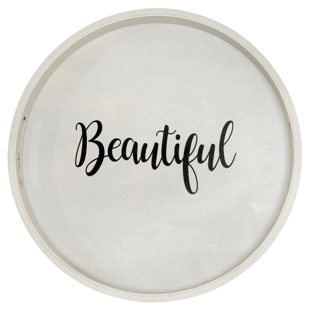 Elegant Designs Decorative Round Serving Tray, 1-11/16inH x 13-3/4inW x 13-3/4inD, Gray Wash Beautiful