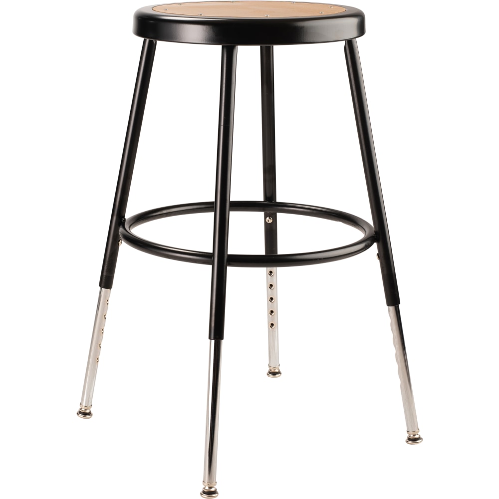 National Public Seating Adjustable Hardboard Stool, 19in - 26.5inH, Black