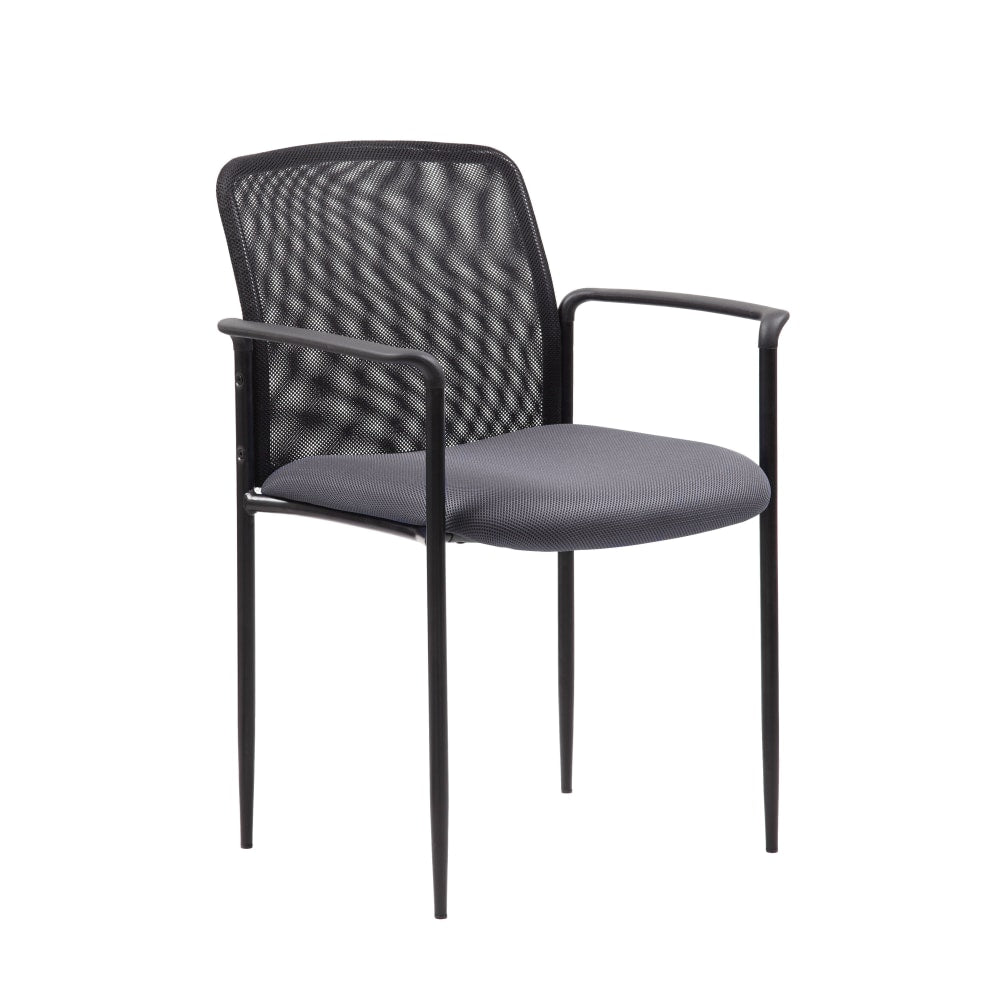 Boss Office Products Stackable Mesh Guest Chair, Gray/Black