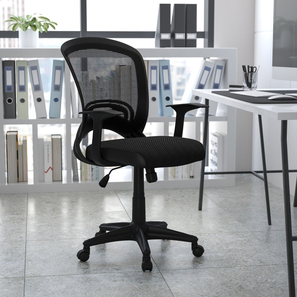 Flash Furniture Mesh Mid-Back Swivel Task Chair With Padded Seat, Black