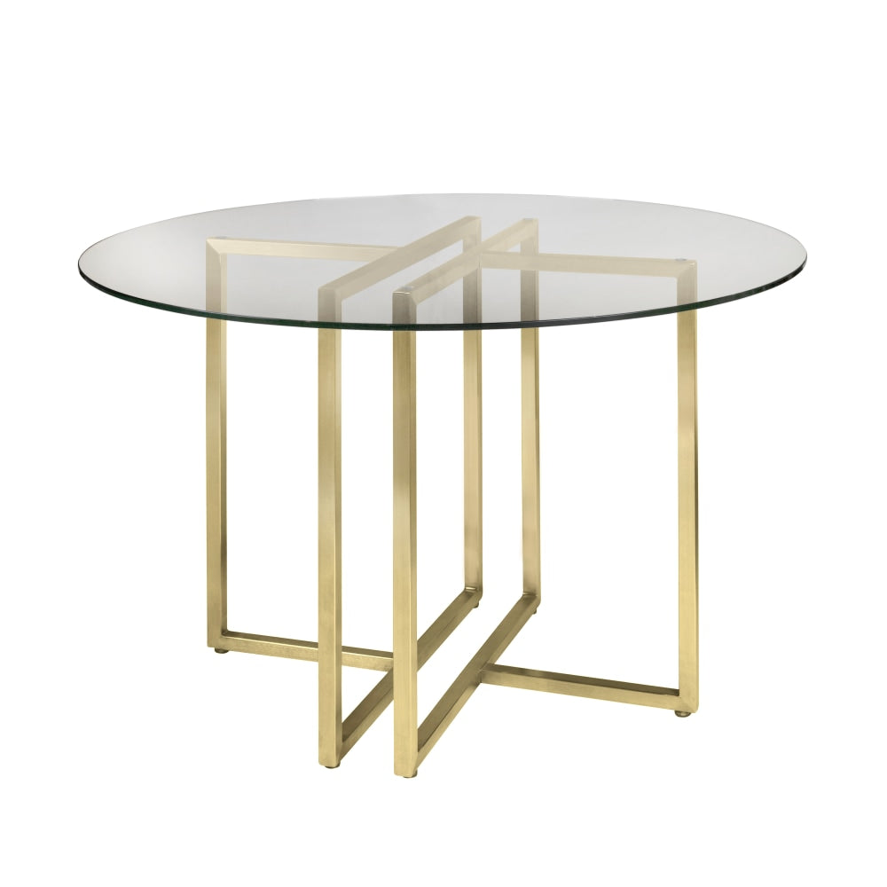 Eurostyle Legend Round Dining Table, 30inH x 42inW x 42inD, Matte Brushed Gold/Clear