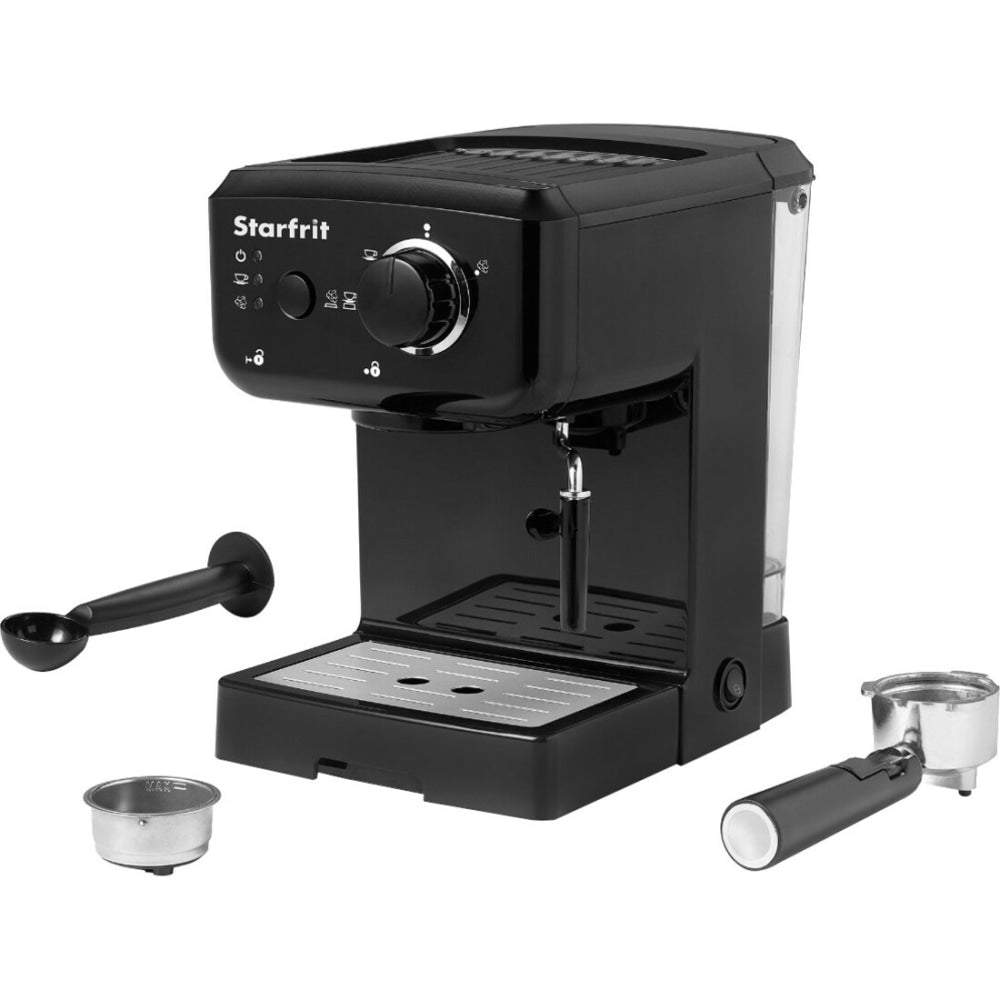 Starfrit Espresso & Cappuccino Machine - 1100 W - 15 bar - 1.25 quart - 2 Cup(s) - Multi-serve - Frother - Black