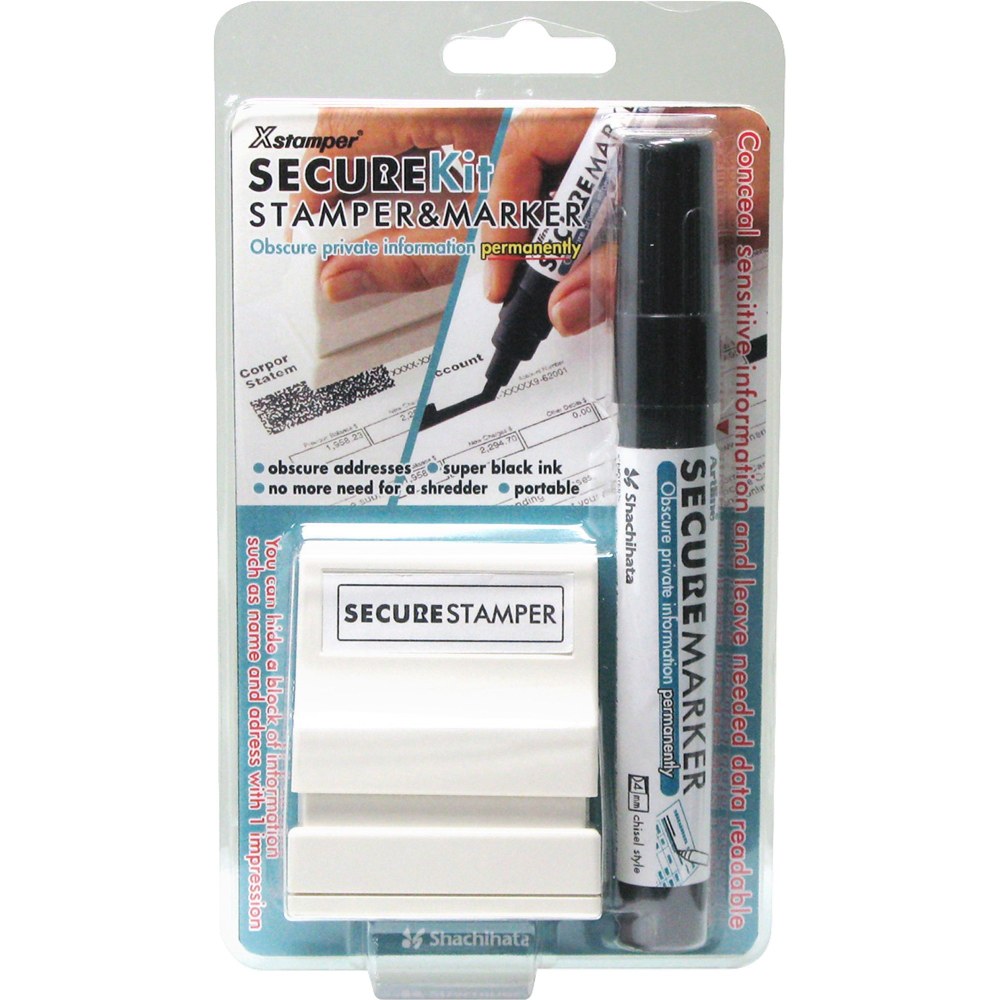 Xstamper Small Security Stamper Kit - 0.50in Impression Width x 1.69in Impression Length - Black - 1 / Pack