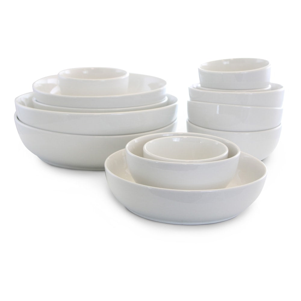 Gibson 14-Piece Round Ceramic Bowl Set, White