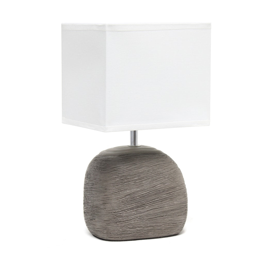 Simple Designs Bedrock Ceramic Table Lamp, 12-1/2inH, White Shade/Grayish Brown Base