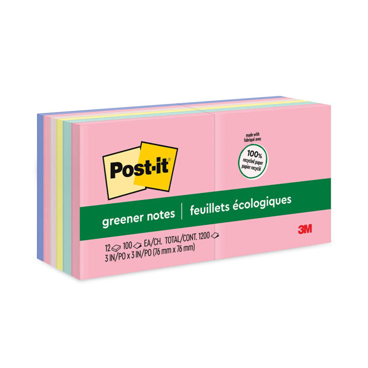 Original Recycled Note Pads, 3" x 3", Sweet Sprinkles Collection Colors, 100 Sheets/Pad, 12 Pads/Pack